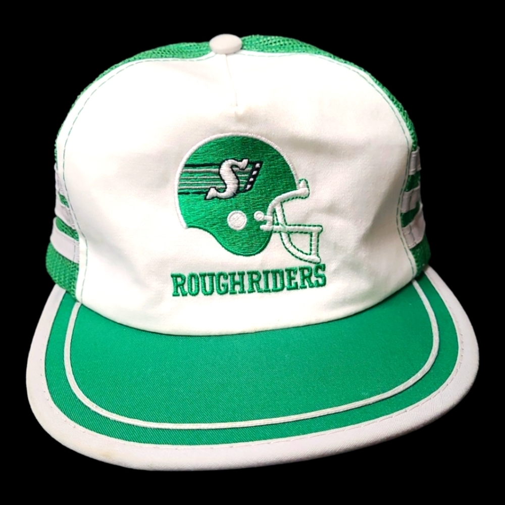 VINTAGE 70' & 80's ROUGHRIDERS TRI-STRIPE MESH TRUCKER/FARMER HAT RARE